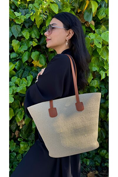Luminos Butik Μπεζ Ψάθινη Τσάντα Cnt2005 28x39