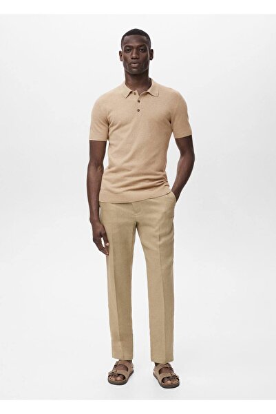 MANGO Man İnce triko pamuklu polo gömlek