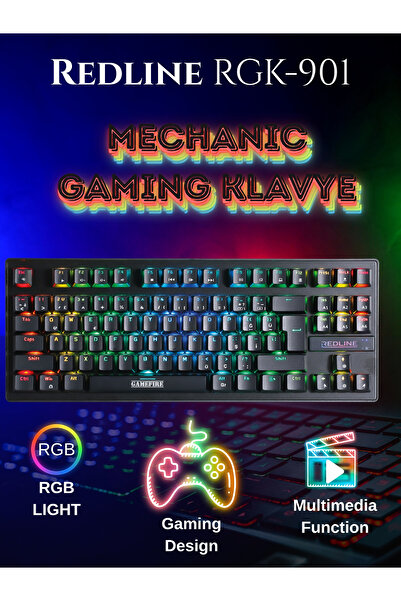 Redline Rgk-901 Rgb Mekanik Gaming Klavye – Türkçe Q, Dayanıklı Tasarım, Mult...