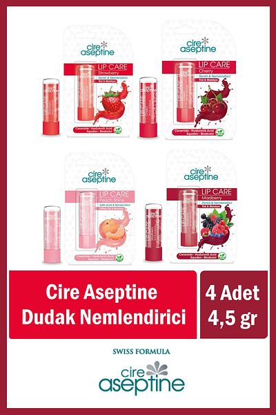 CIRE ASEPTINE Lip Care Colored Lip Moisturizer 4.5 g X 4 Pieces