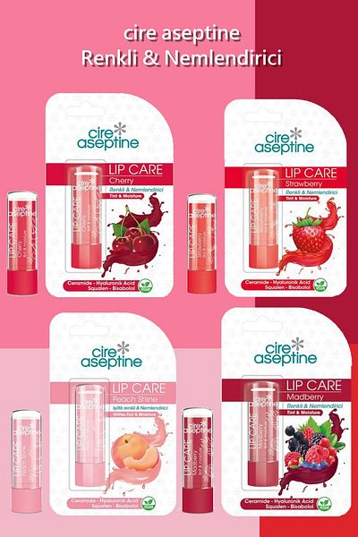CIRE ASEPTINE Lip Care Colored Lip Moisturizer 4.5 g X 4 Pieces