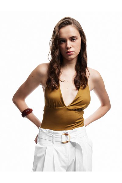 Koton Slim Fit Backless Crop Halter Neck Bustier