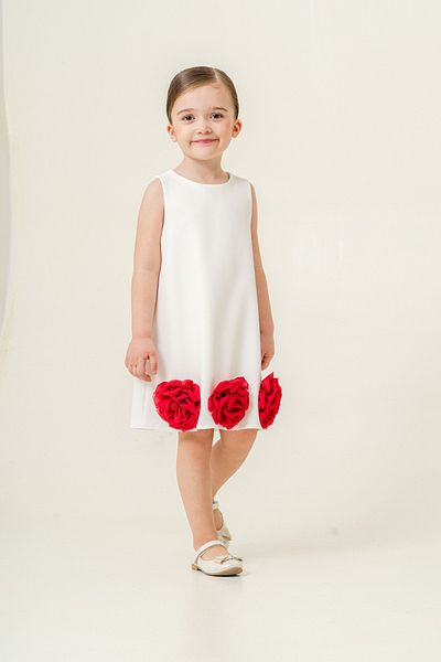 Eray Kids Κοριτσίστικο καλοκαιρινό φόρεμα βραδινό φόρεμα τριαντάφυλλο με λεπτομέρεια αμάνικο κομψό 5-8 ετών
