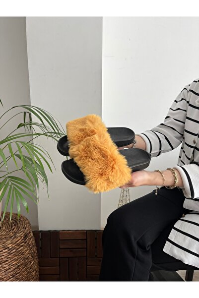 Behtah Kundura Furry Women's Slippers Anatomical Sole Outdoor Indoor Dowry Guest Slippers