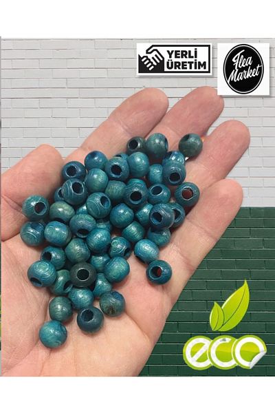 Selin Wooden Beads 10 Mm 100 Gr Turquoise (Average ± 250 - 300 Pieces)
