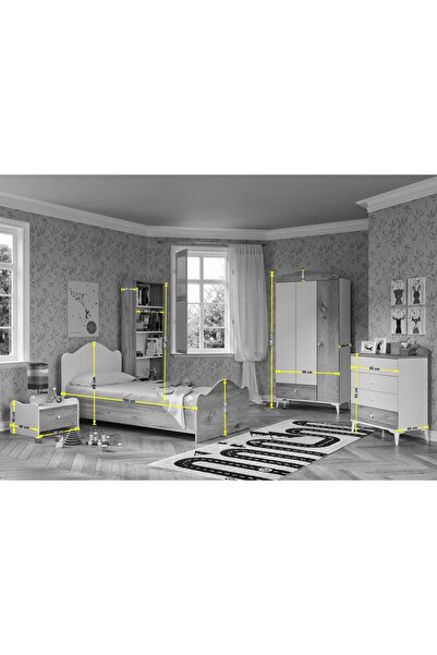 Baby Darling Mdf Zebra Çocuk Odası 5 Parça Set Ahşap Meşe Renk %100 Mdf