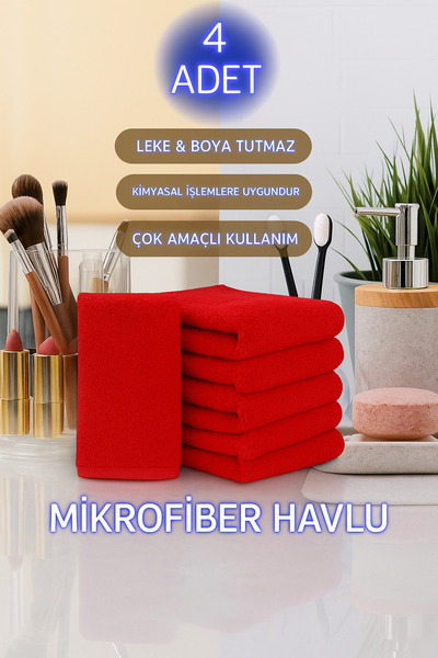 embays collection (4 Pieces) 50X90Cm Microfiber Towel, Barber Towel, Hairdresser Towel, Sports Towel, Hand Face Towel