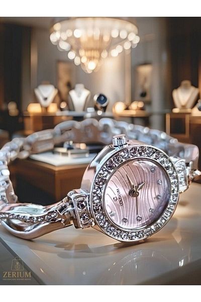ZERİUM Sparkling Watches – Stylish Women's Watch with Colorful Dial Silver Color (1 Pcs)