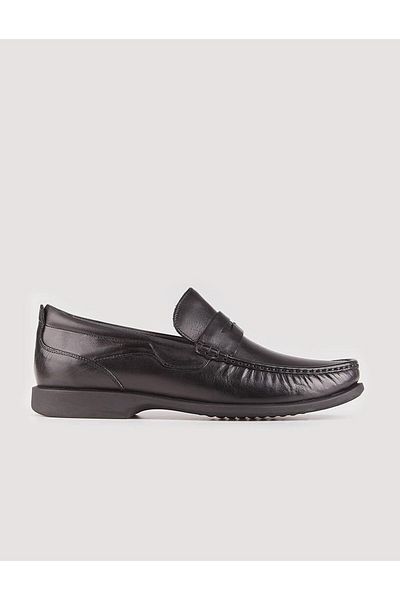 Cabani Black Genuine Leather Men's Casual Shoes