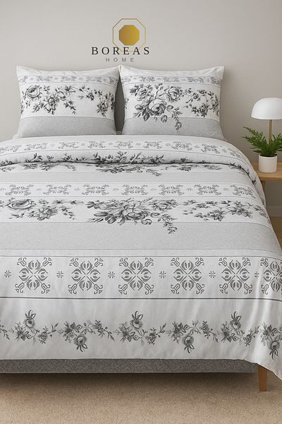 Boreas Home Σετ Παπλωματοθήκη Arya Grey με ελαστικό σεντόνι διπλό