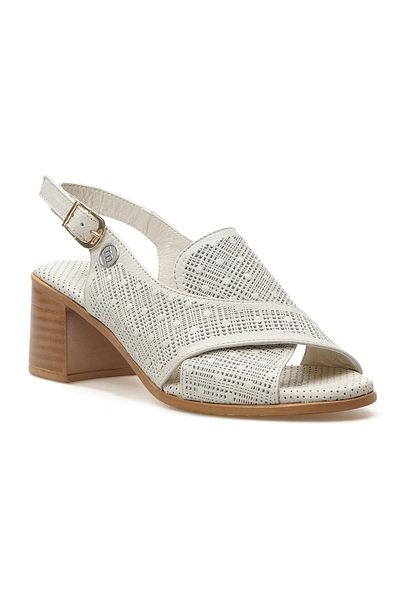 Mammamia Women's Genuine Leather Heeled Daily Sandals 25Y D25Ys-2755 Z Bone