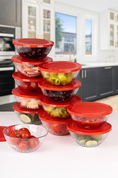Karçiçeği Home 12-Piece Breakfast Storage Container Glass Model with Leak-Proof Lid