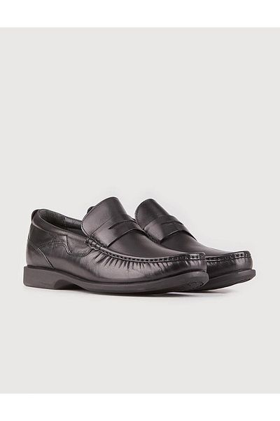 Cabani Black Genuine Leather Men's Casual Shoes