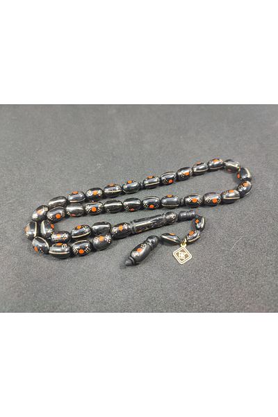 İskeçe Exclusive Hakan Kaya Master Artifact 2-Piece Silver Split Silver Knife with Enameled Pearl Black Kuka Certified 8075