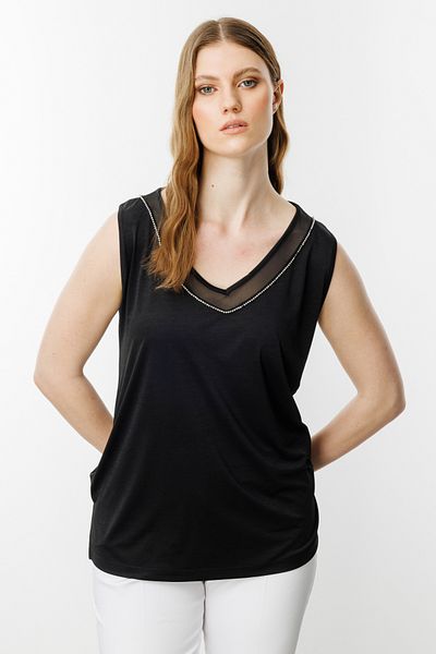 ON Blouse with Stone Collar and Tulle Detail