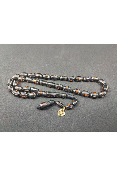 İskeçe Exclusive Hakan Kaya Master Artifact 2-Piece Silver Split Silver Knife with Enameled Pearl Black Kuka Certified 8075