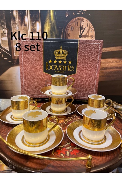 EVRA Bovaria 24K Altın Kabartma Handmade 6 Kişilik Fincan Takımı m2