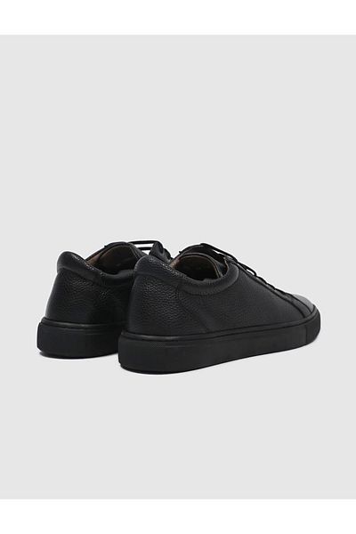 Cabani Genuine Leather Black Lace-Up Men's Sports Shoes