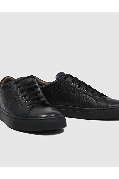 Cabani Genuine Leather Black Lace-Up Men's Sports Shoes