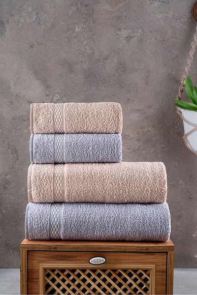Familia Home 4-Piece Bath Towel Set Bath Set 100% Cotton