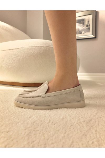 Cabani Loafer de damă 100% piele naturală din piele intoarsa bej