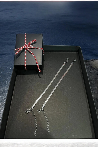 Miyoste Italyan Çelik 2 Adet Harfli Bileklik, Sevgili Bilekliği, Çift Bilekliği