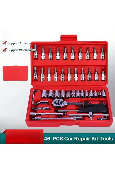 Generic 46pc Ratchet Wrench Tool Kit 1/4 Inch, Including Drill Bit Socket Kit With Vanadium Steel Socket