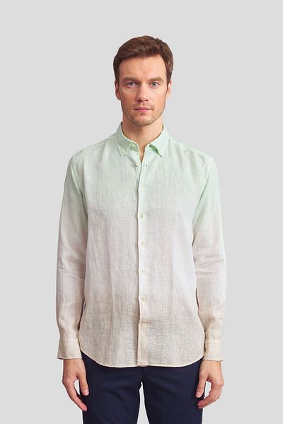 Paşahan Cămașă slim din in verde Tie Dye