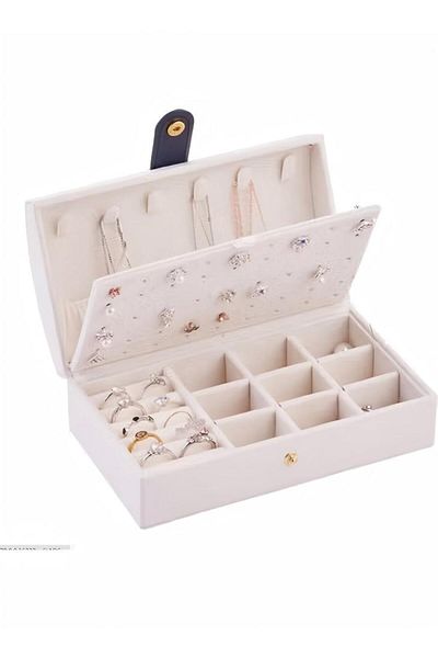 Generic Jewelry Box Organizer For Women, Jewelry Organizers 2 Layer Jewelry Storage Box Pu Leather