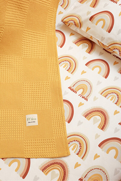 MİLNA BABY&KİDS طقم بيكيه للأطفال الرضع 100% قطن منقوش بألوان قوس قزح مقاس 90...