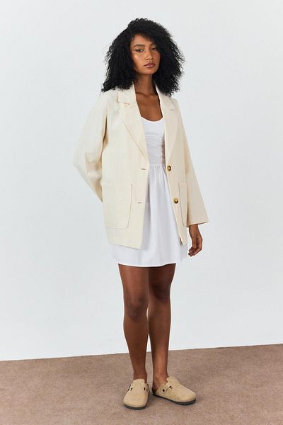 SHERIN Beige 100% Cotton Oversize Jacket