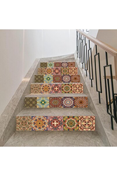Generic 6 Pieces 18*100cm Colorful Mandala Stair Step Sticker,self-adhesive And Removable