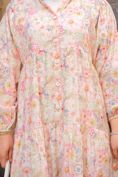 LOCCO Women's Floral Patterned Dress Powder