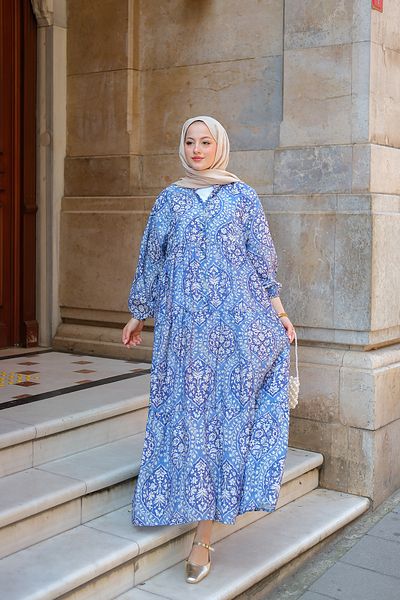 LOCCO Rochie de damă cu model Buğlem Albastru