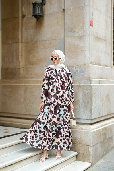 LOCCO Women's Leopard Print Dress Brown