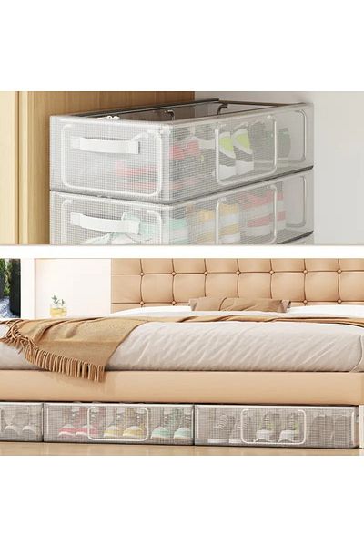 Sertil 1 Piece 45X30X20 Transparent Steel Frame Zippered Storage Box