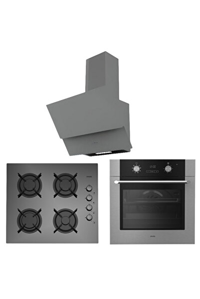 Vinola Dijital Gri Camlı Dokunmatik ve Teleskopik Düğmeli 6+1 Fonksiyon Ankastre Set