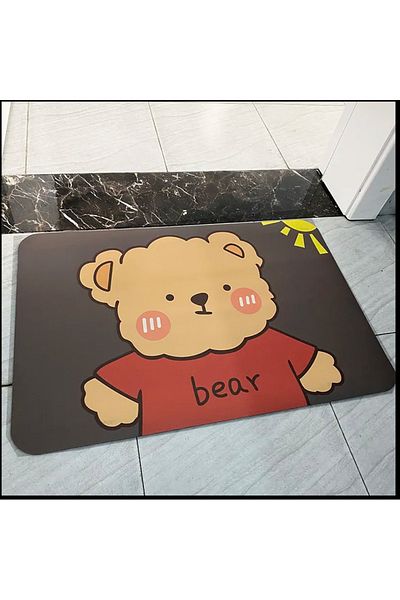 PUFO Covoraș antiderapant cu ursuleț de pluș, pentru cameră, bucătărie, baie, 58 x 39 cm