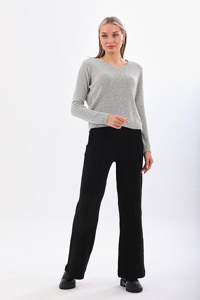 Barbara Baileys Ecru Black V-Neck Thin Knitwear Women's Sweater