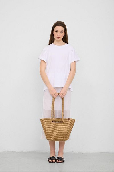 Shule Bags Santa Mink χειροποίητη ψάθινη τσάντα ώμου
