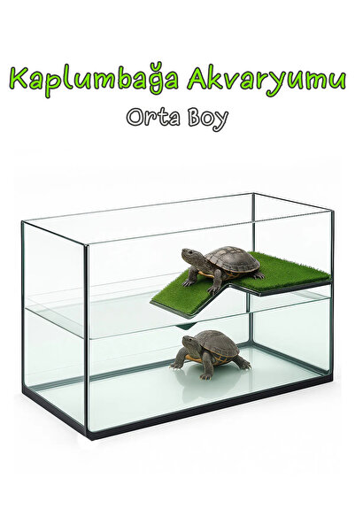 Fauna Pet Supplies Full Cam Kaplumbağa Bahçesi Rampalı Dinlenme Alanlı (50X30X25CM)