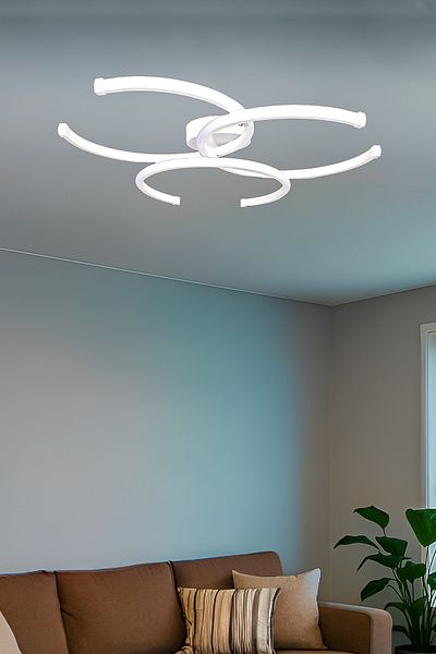 Fer Avize Noris Modern Design White Color Living Room Kitchen Hall White Led 3-Piece Chandelier