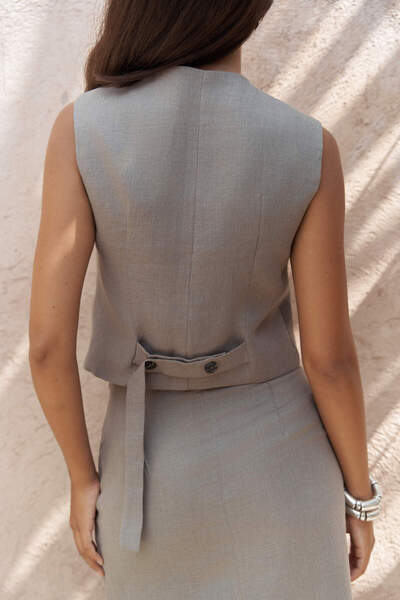 BOHEMAİ Καπνιστό λινό γιλέκο - Elod Button Αναλυτικά