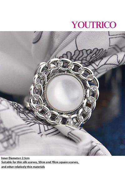 Youtrico British Round Tile Silk Scarf Buckle - Classic Elegant Accessory for Women