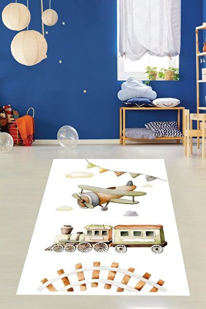 on the clouds Uçak Ve Tren Yıkanabilir Kaymaz Taban Leke Tutmaz Çocuk Odası H...