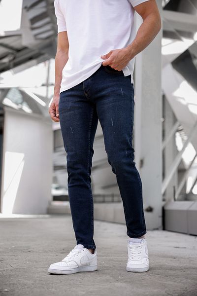 Newtime Ανδρικό καφέ τσιμπημένο Slim Fit Slim Fit Lycra Stretchy Jean Denim παντελόνι με καρφιά