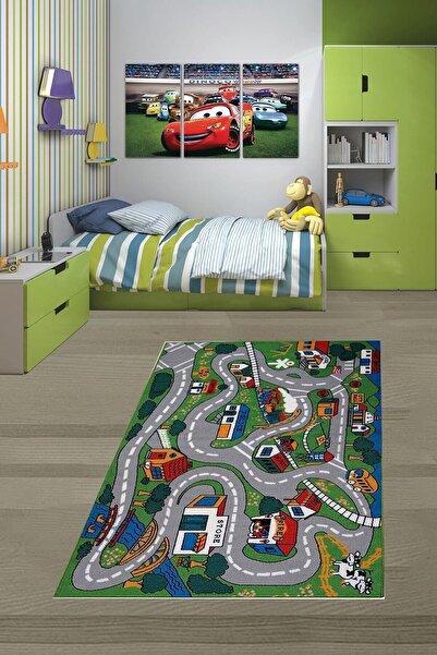 on the clouds Eğitici Araba Yollu Trafik Yolu Dijital Baskılı Kaymaz Taban Ço...