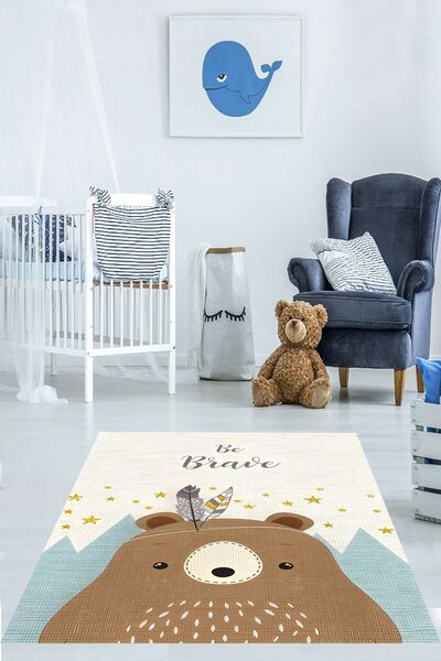 on the clouds Sevimli Ayı Desenli Yıkanabilir Kaymaz Taban Leke Tutmaz Çocuk ...