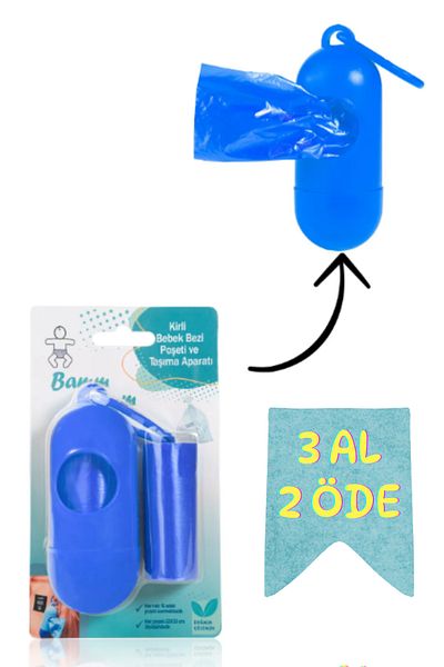 BAMM BAMM Pet Dog Poop Pick Cat Stool 2 Rolls and Blue Carry Bag (30 Bags)