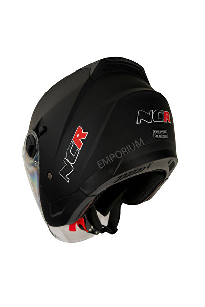 NCR Unisex Güneş Vizörlü Çenesiz Mat Siyah Kask